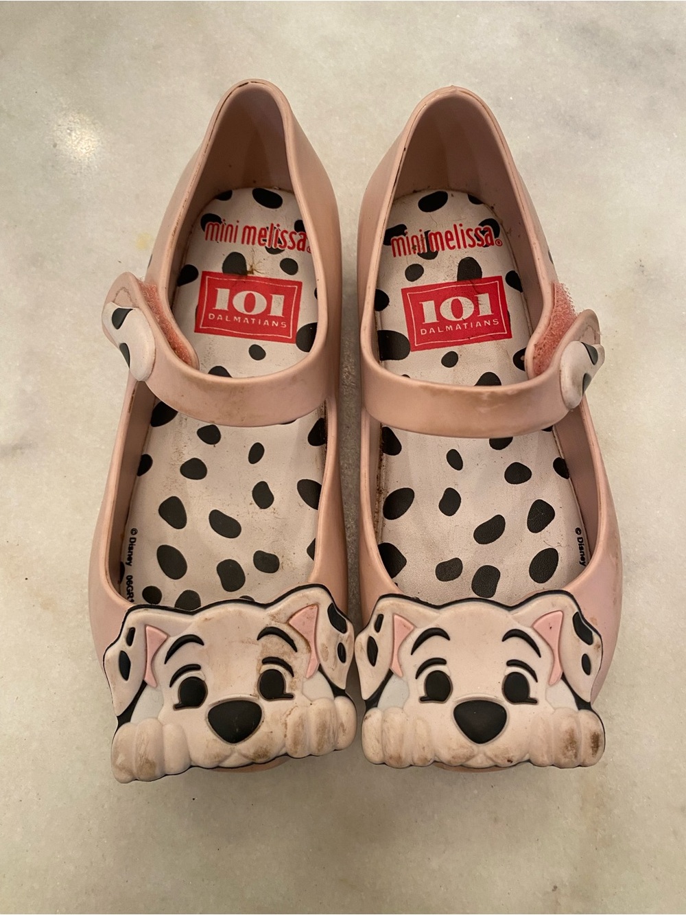 Mini Melissa blush pink jelly Mary Jane flats with Dalmatian motif